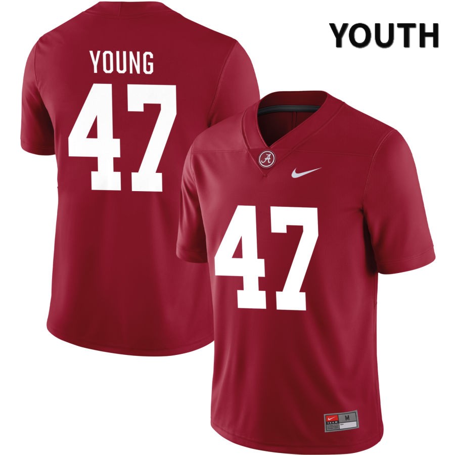 Alabama Crimson Tide Youth Byron Young #47 NIL Crimson 2022 NCAA Authentic Stitched College Football Jersey VU16X13CA